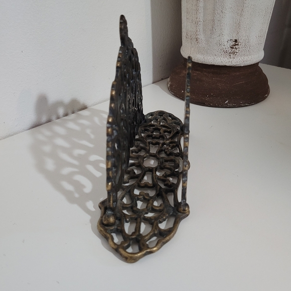 Vintage Brass Letter Napkin Mail Holder Organizer - Picture 3 of 7